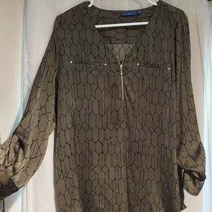 Green satin women's blouse